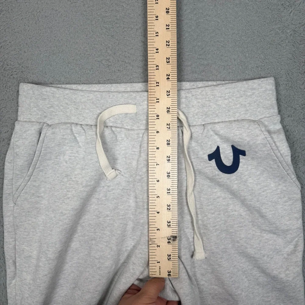 True Religion Mens‎ Heather Gray Horseshoe Logo Jogger Sweatpants Small S Gray